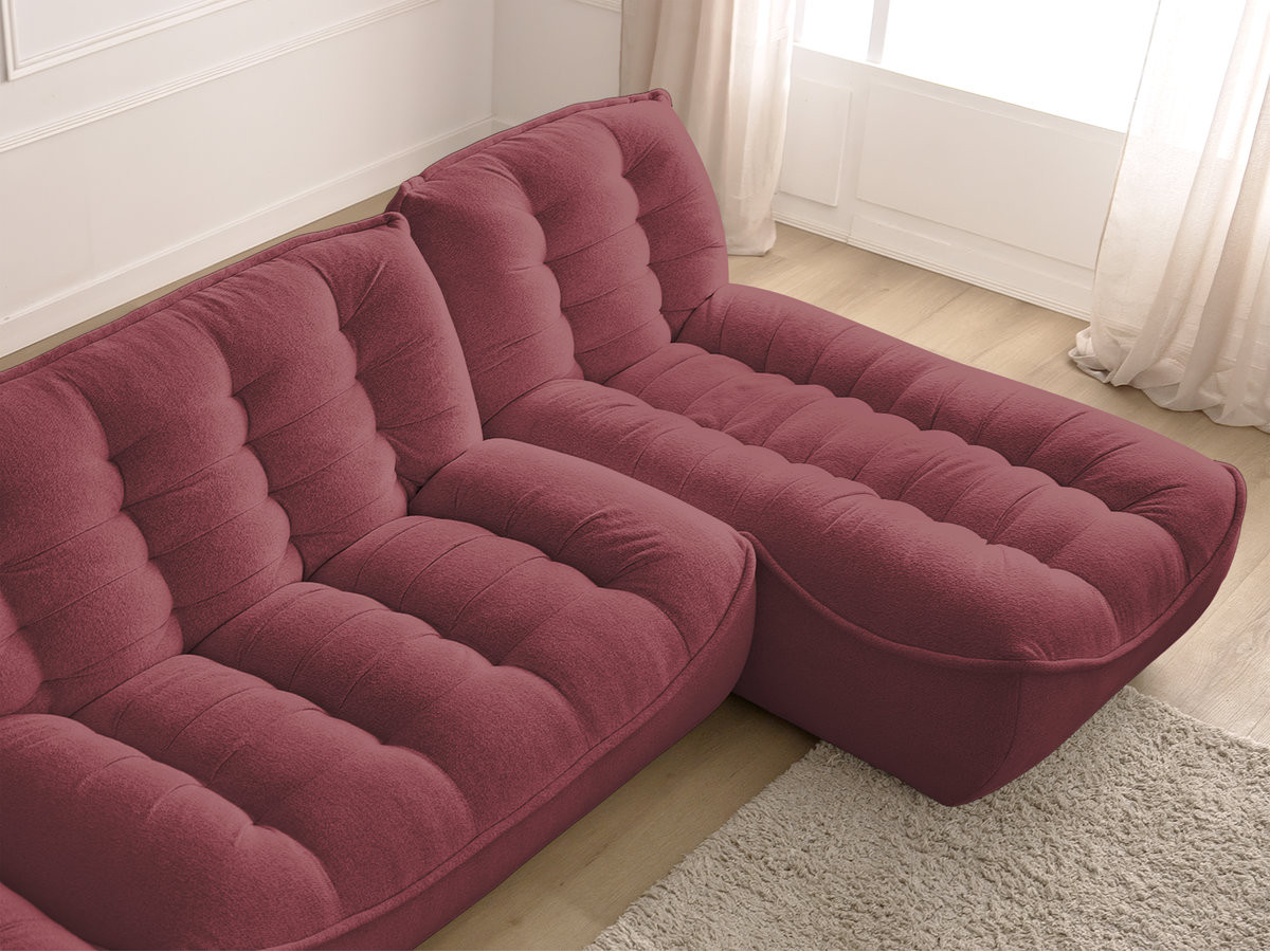 Bobochic Serena Wohnlandschaft mit Pouf Melange-Stoff Rot