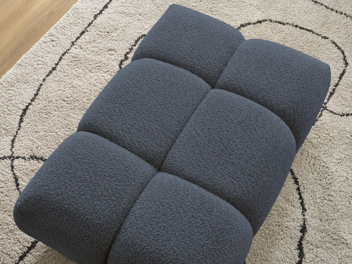 Bobochic Alya Pouf Bouclé-Stoff Dunkelblau