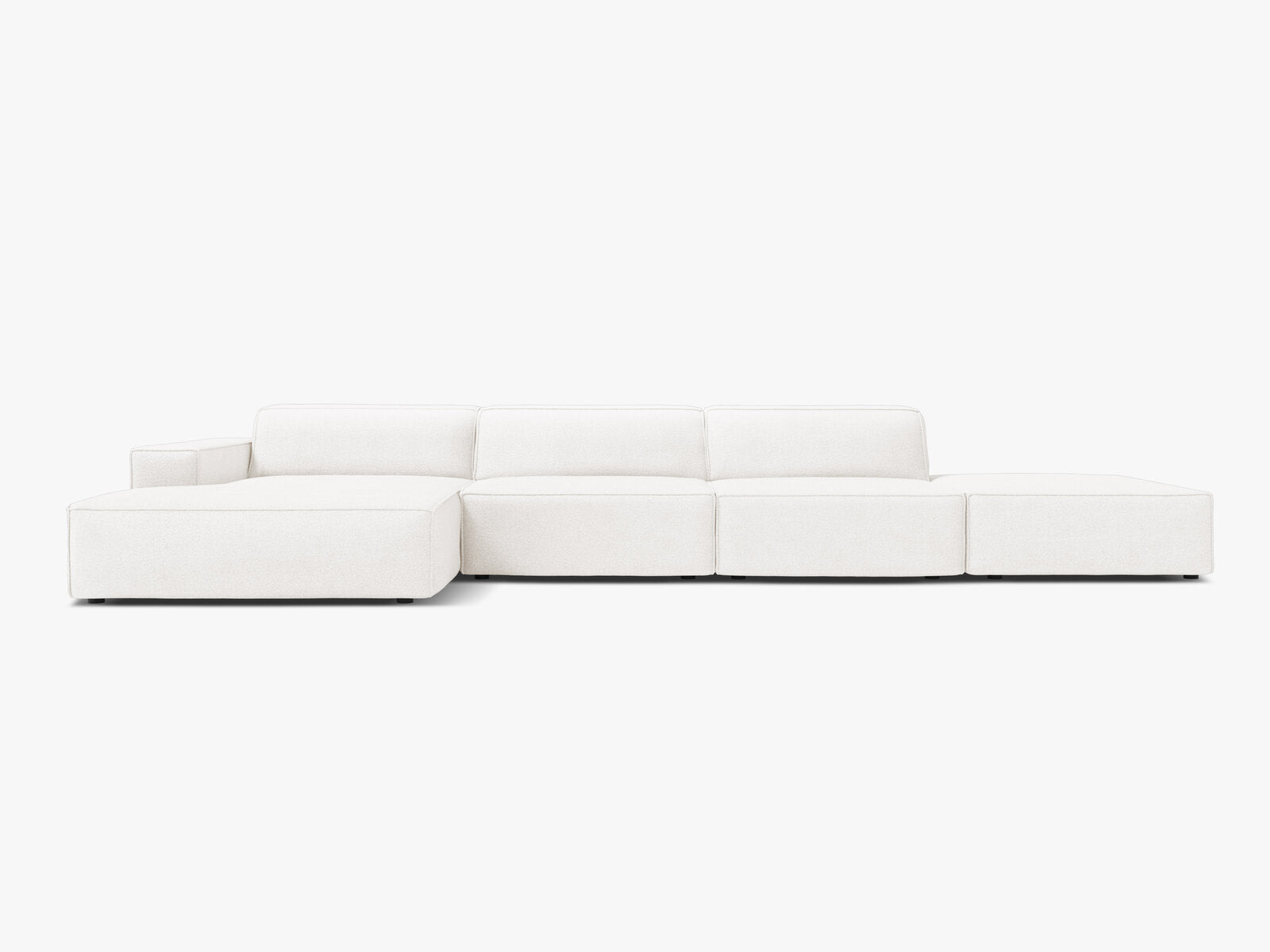 Micadoni Ecksofa Jodie 5-Sitzer Links Boucle Baloo Weiß
