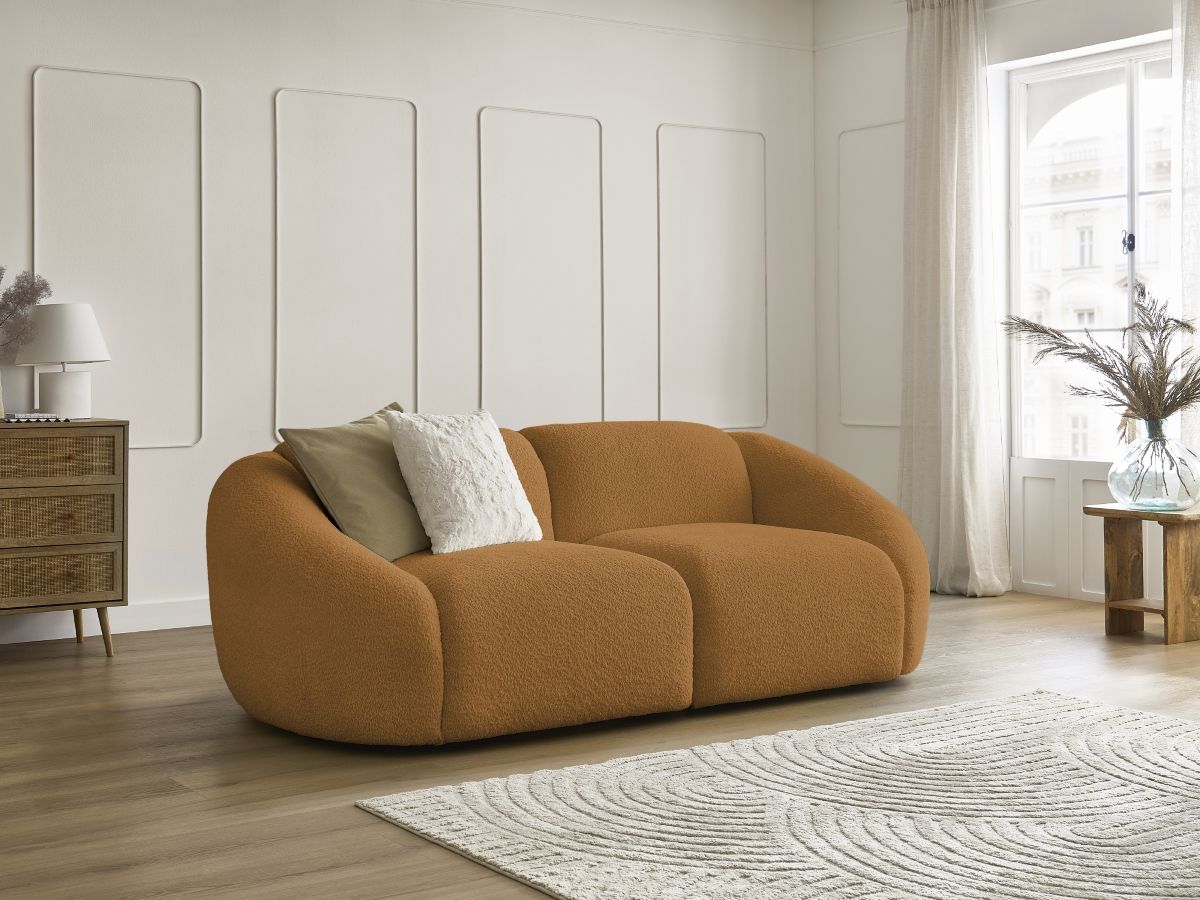 Bobochic Tina Sofa 2-Sitzer Bouclé-Stoff Gelb