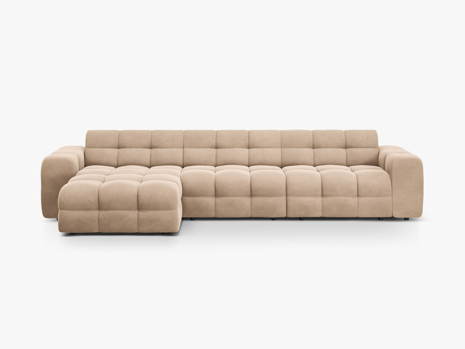 Micadoni Ecksofa Kendal 5-Sitzer Links Samt Mandel Beige