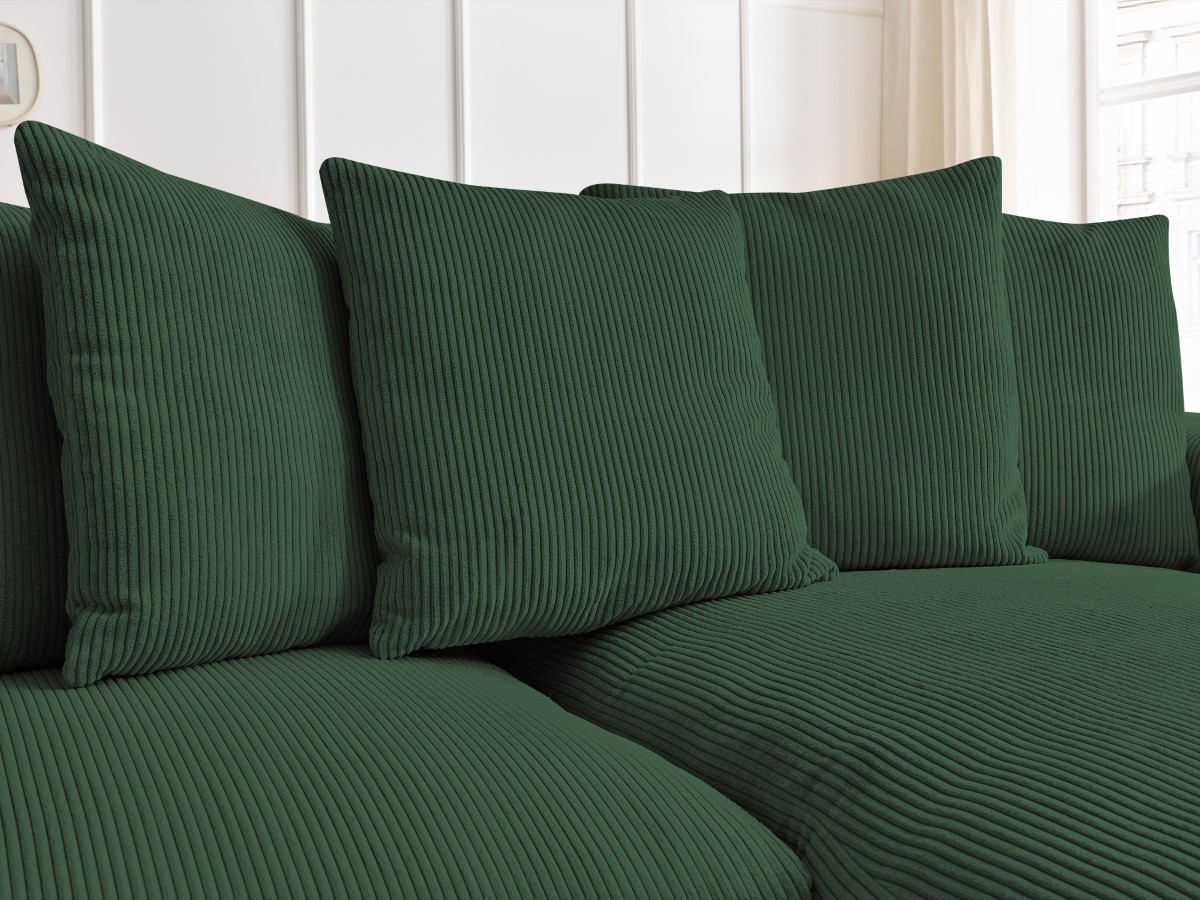 Bobochic Voltaire Ecksofa mit Schlaffunktion und Bettkasten Cordsamt Grün