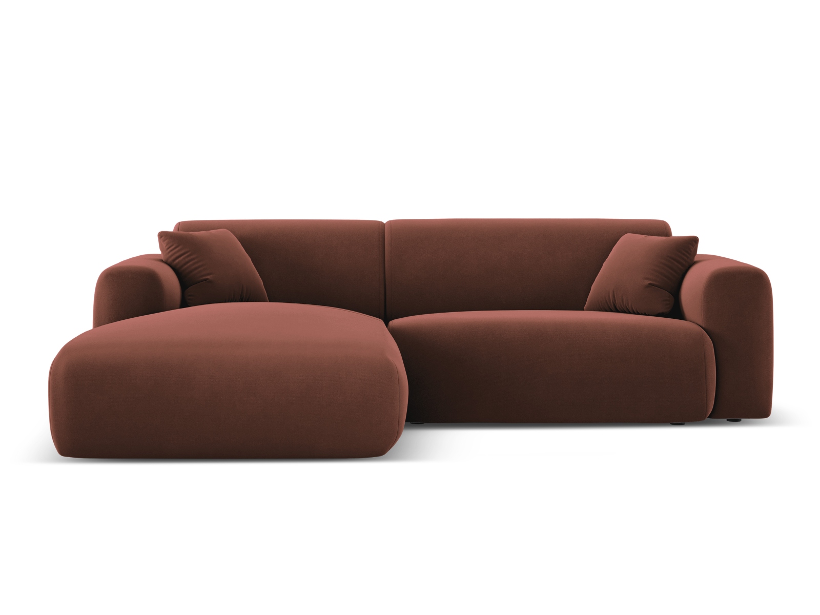Cosmopolitan Design Ecksofa Nolio 4-Sitzer kleine Version Samt Casino Cuoio Links