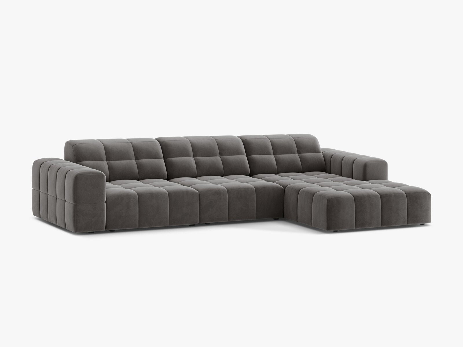 Micadoni Ecksofa Jennifer 4-Sitzer Rechts Samt Bluvel Hellgrau