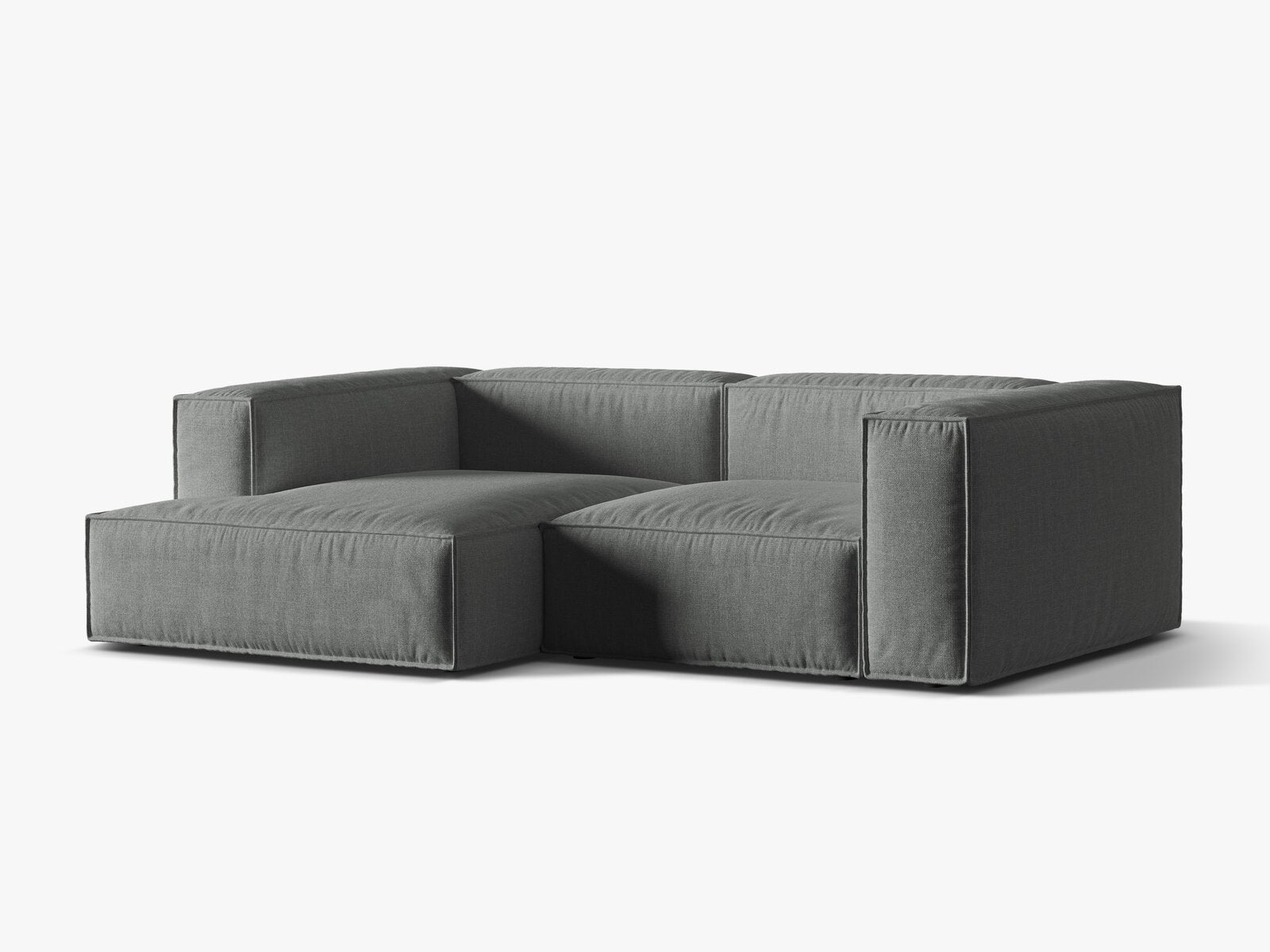 Micadoni Ecksofa Nuria 3-Sitzer Links Strukturierter Stoff Grau