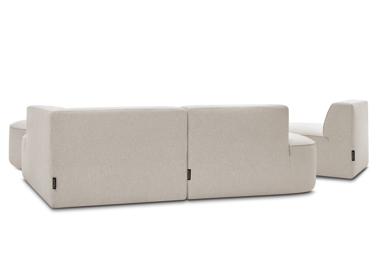 Bobochic Rousseau Ecksofa mit Sofamodul und Pouf Melange-Stoff Beige Ecke rechts