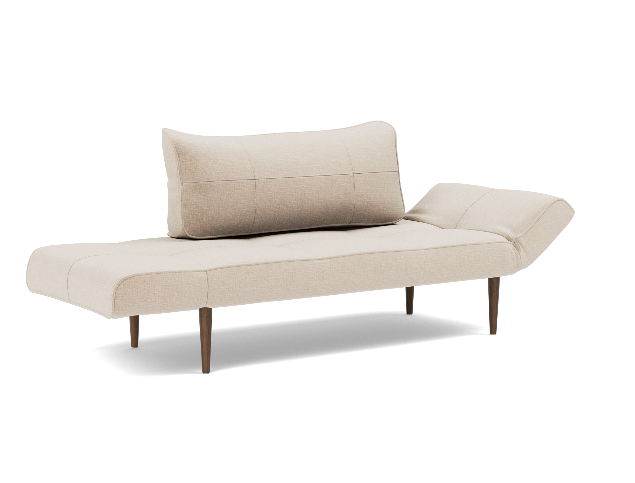 Tagesbett Zeal Chenille Esina 410-Almond-Beige Beine Styletto Eiche dunkel