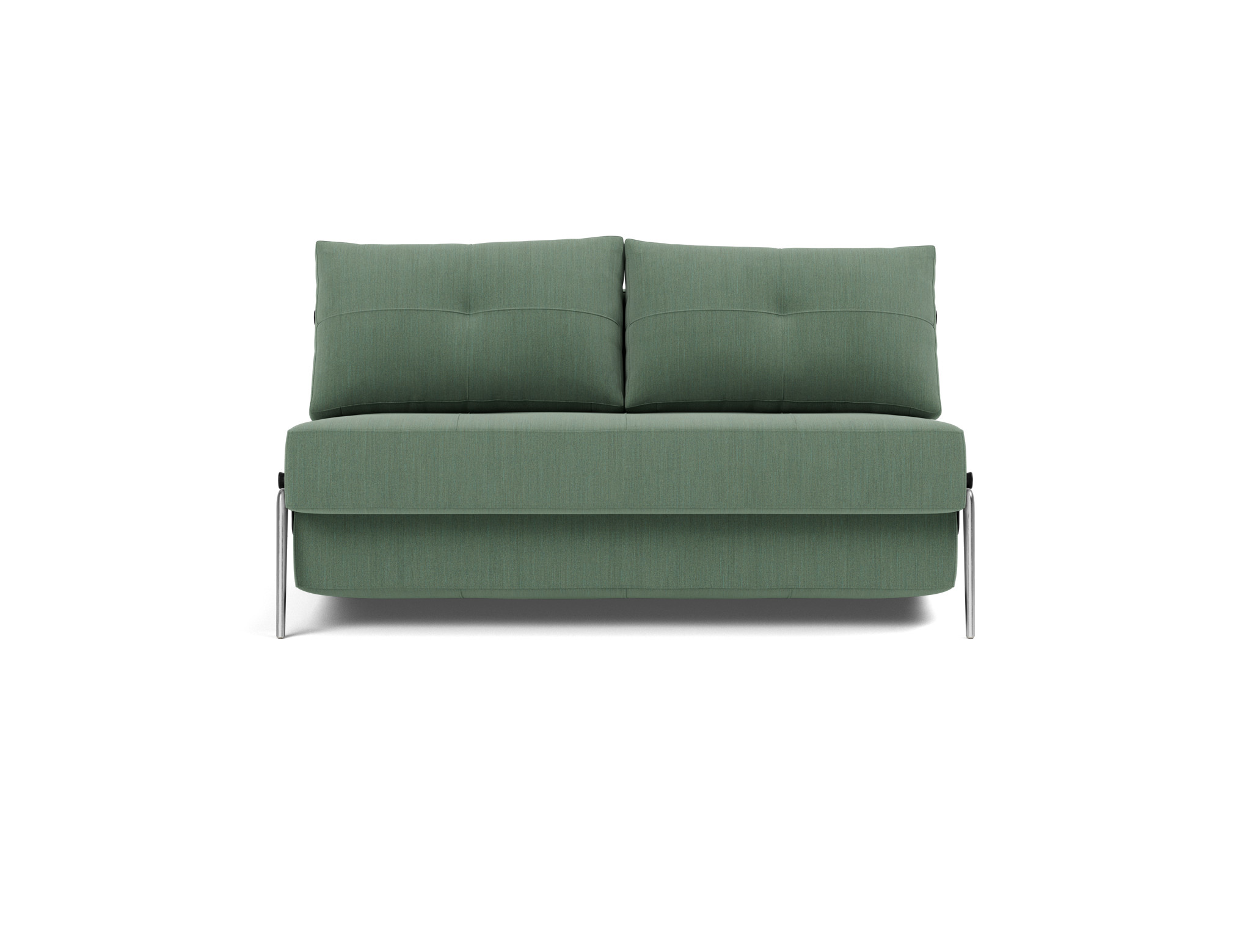 Schlafsofa Cubed 140 Flachgewebe Elegance 518-Green Beine Aluminium