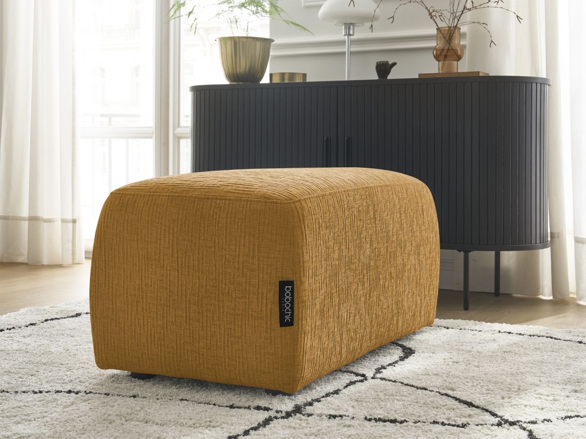 Bobochic Atilla Pouf Strukturstoff Gelb