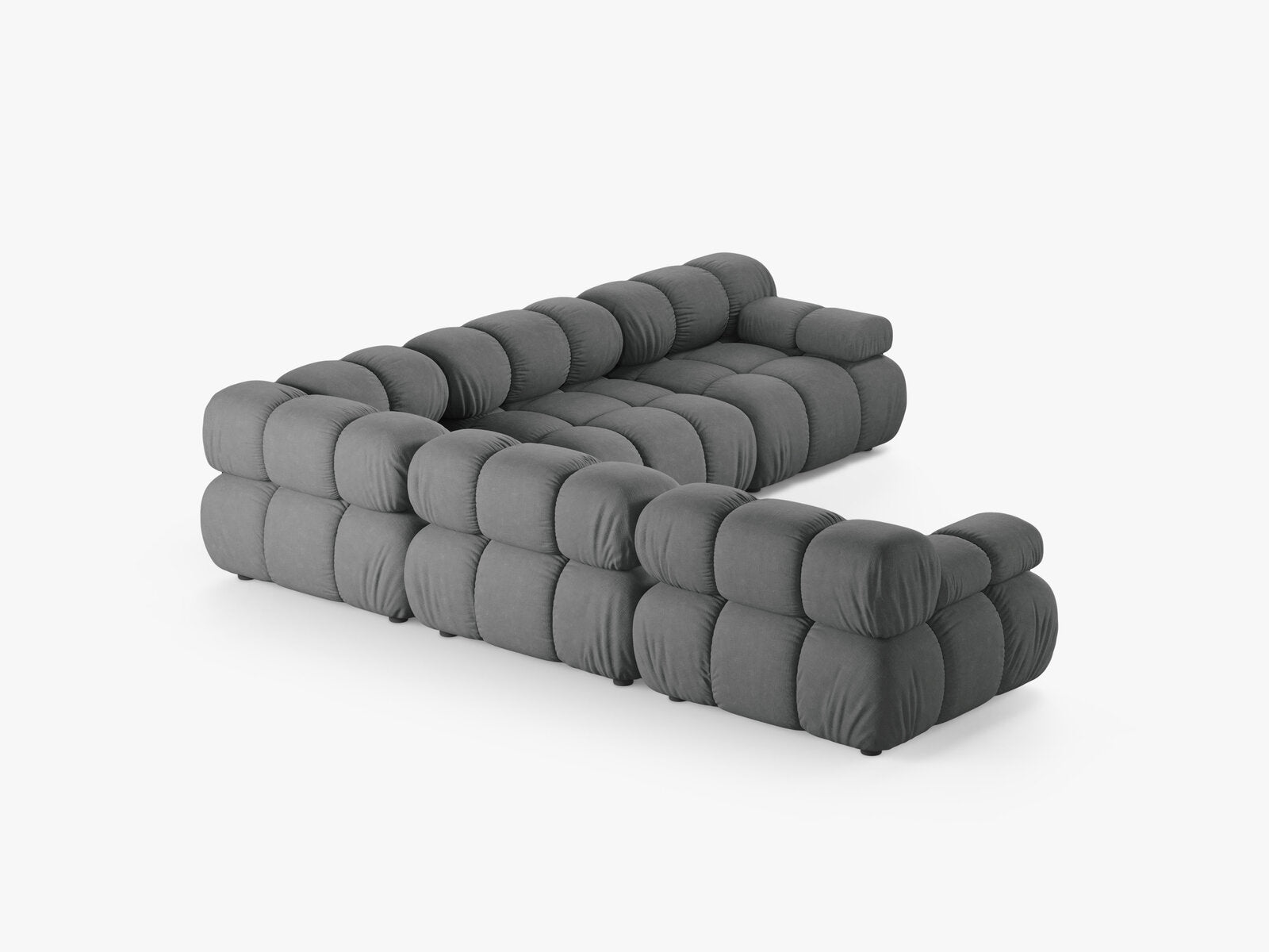 Micadoni Symmetrisches Ecksofa Bellis 5-Sitzer Strukturierter Stoff Liberty Grau