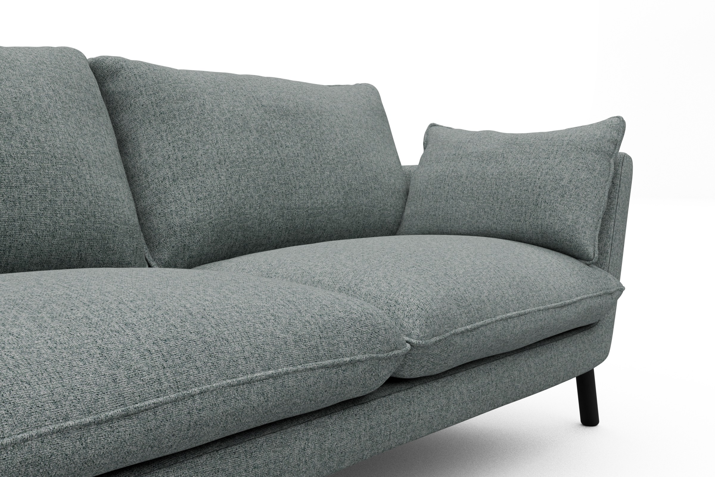 Sofa Emil 3-Sitzer Beinfarbe Eiche Schwarz Casone-Light-Mixed-Green