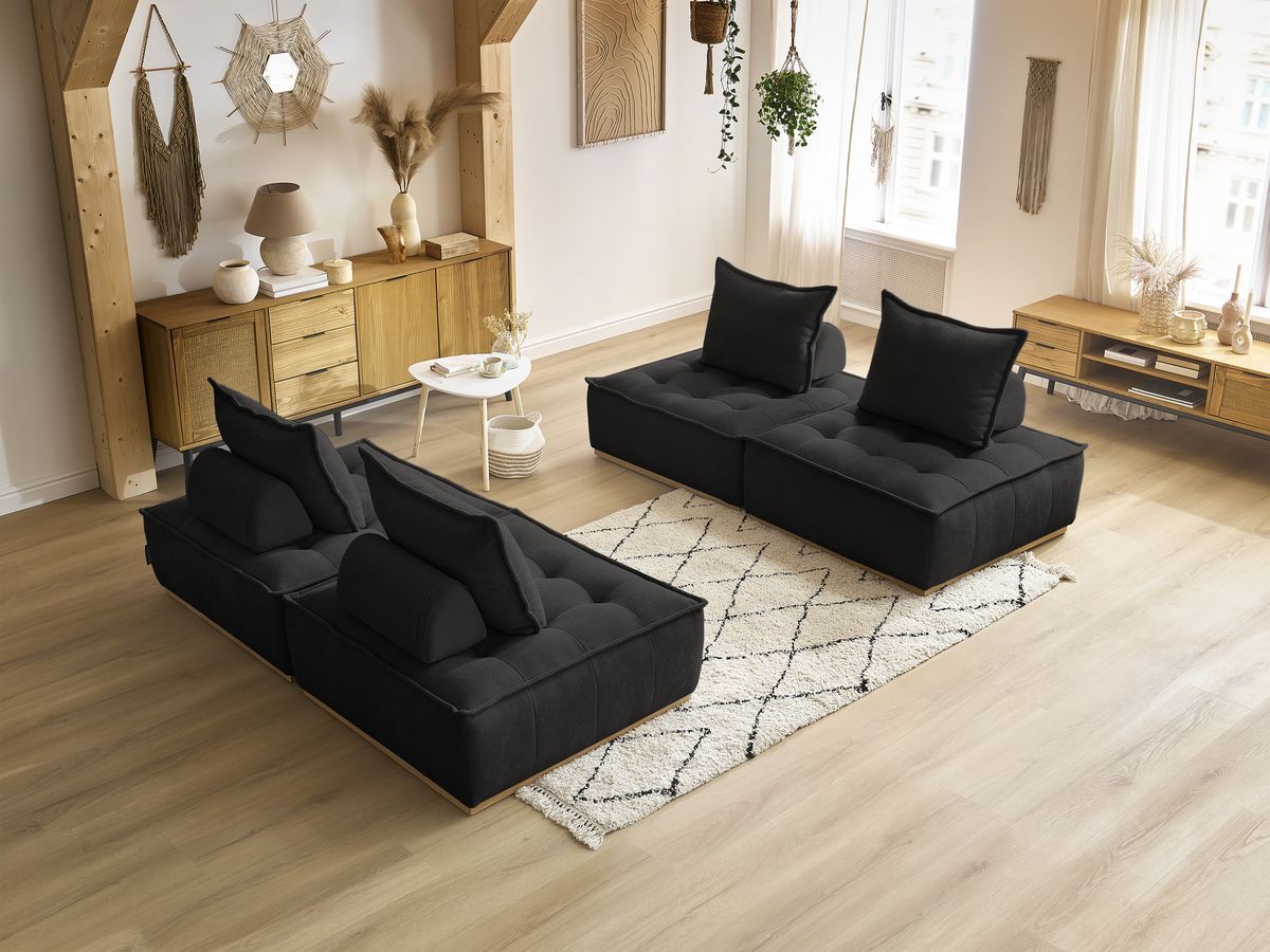 Bobochic Elisa Sofa 4-Sitzer Strukturstoff Schwarz