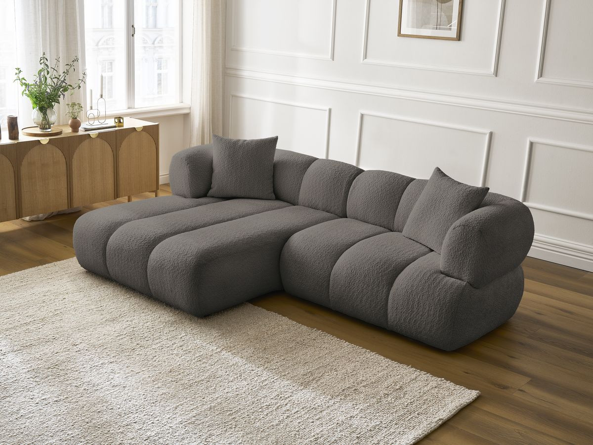Bobochic Pamira Ecksofa Bouclé-Stoff Braun Ecke links