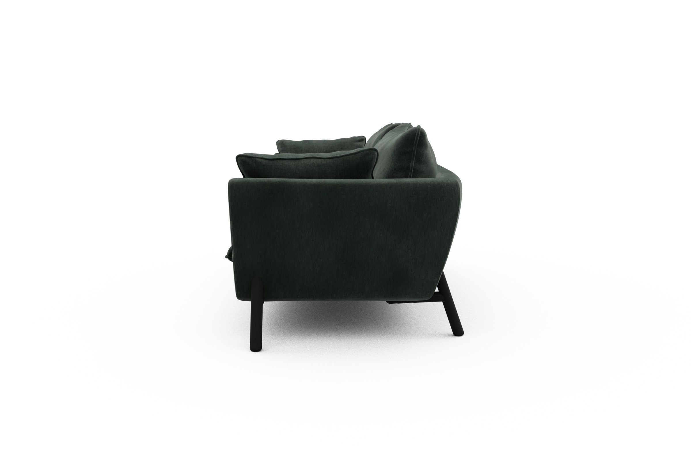 Sofa Emil PREMIUM 3-Sitzer Beinfarbe Eiche Schwarz Smooth-Laurel-Green