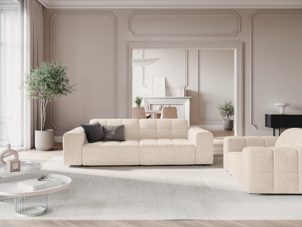 Cosmopolitan Design Sofa Chicago 3-Sitzer Chenille Haga Helles Beige