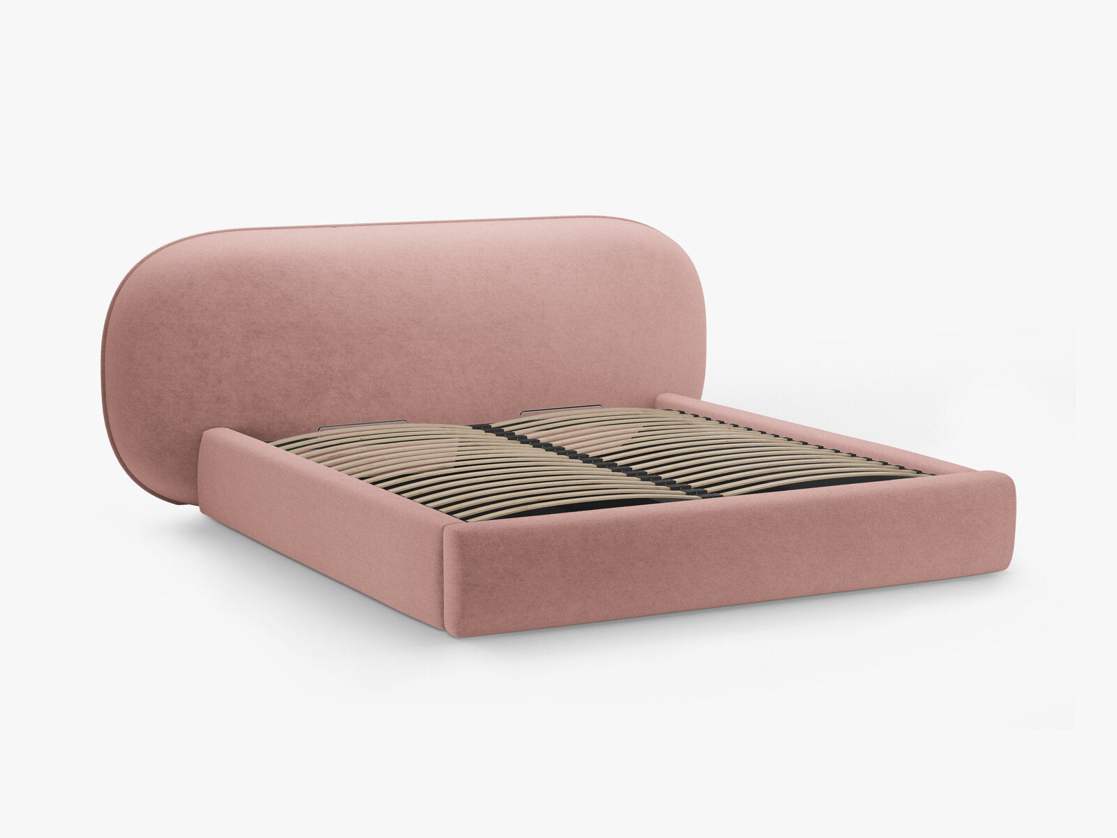 Micadoni Stauraumbett mit Kopfteil Ovalo Chenille Perfect Harmony Rosa 180x200