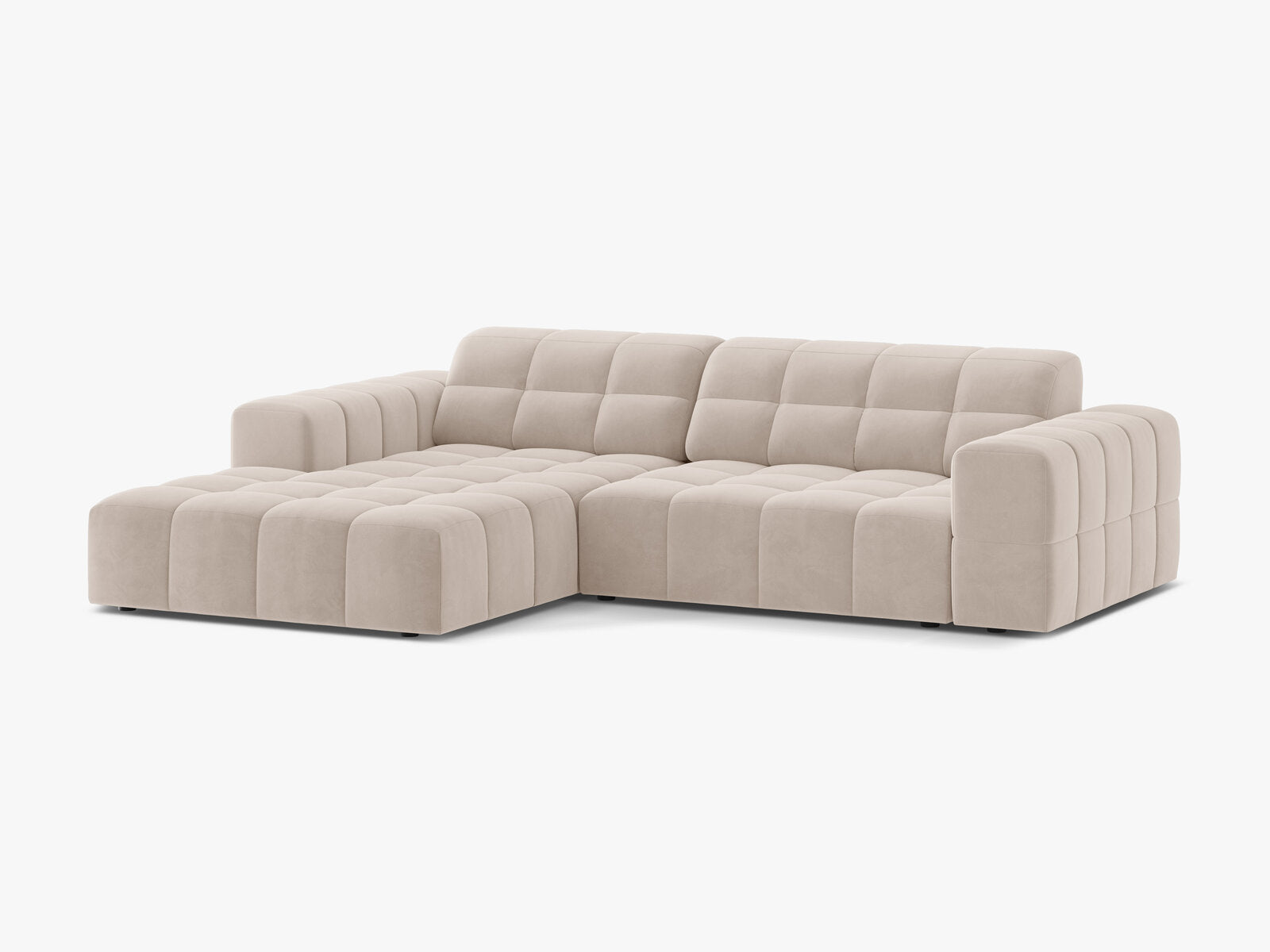 Micadoni Jennifer Ecksofa 4-Sitzer Links Samt Venus Helles Beige