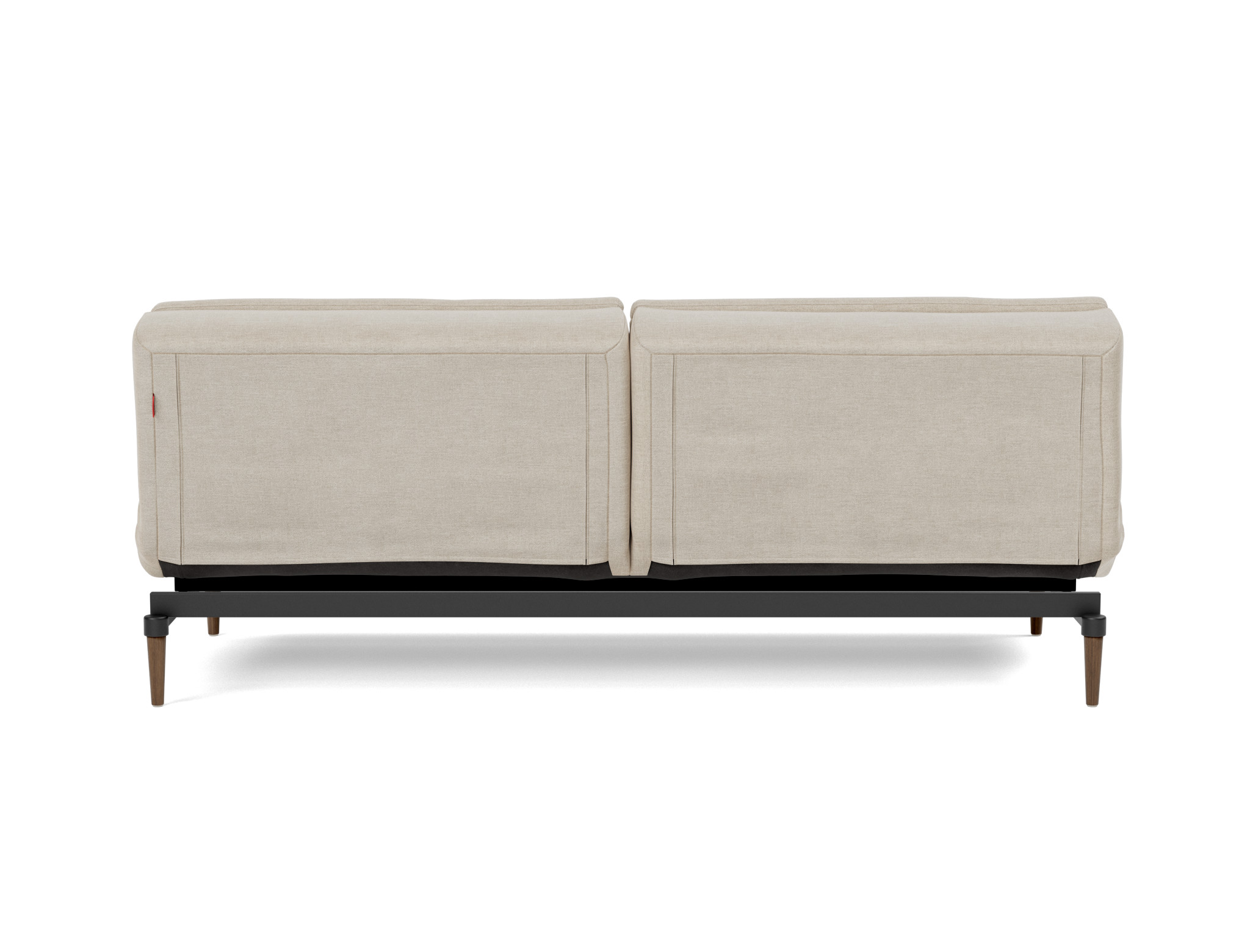 Schlafsofa Dublexo Flachgewebe Phobos 586-Latte Beine Styletto Eiche dunkel