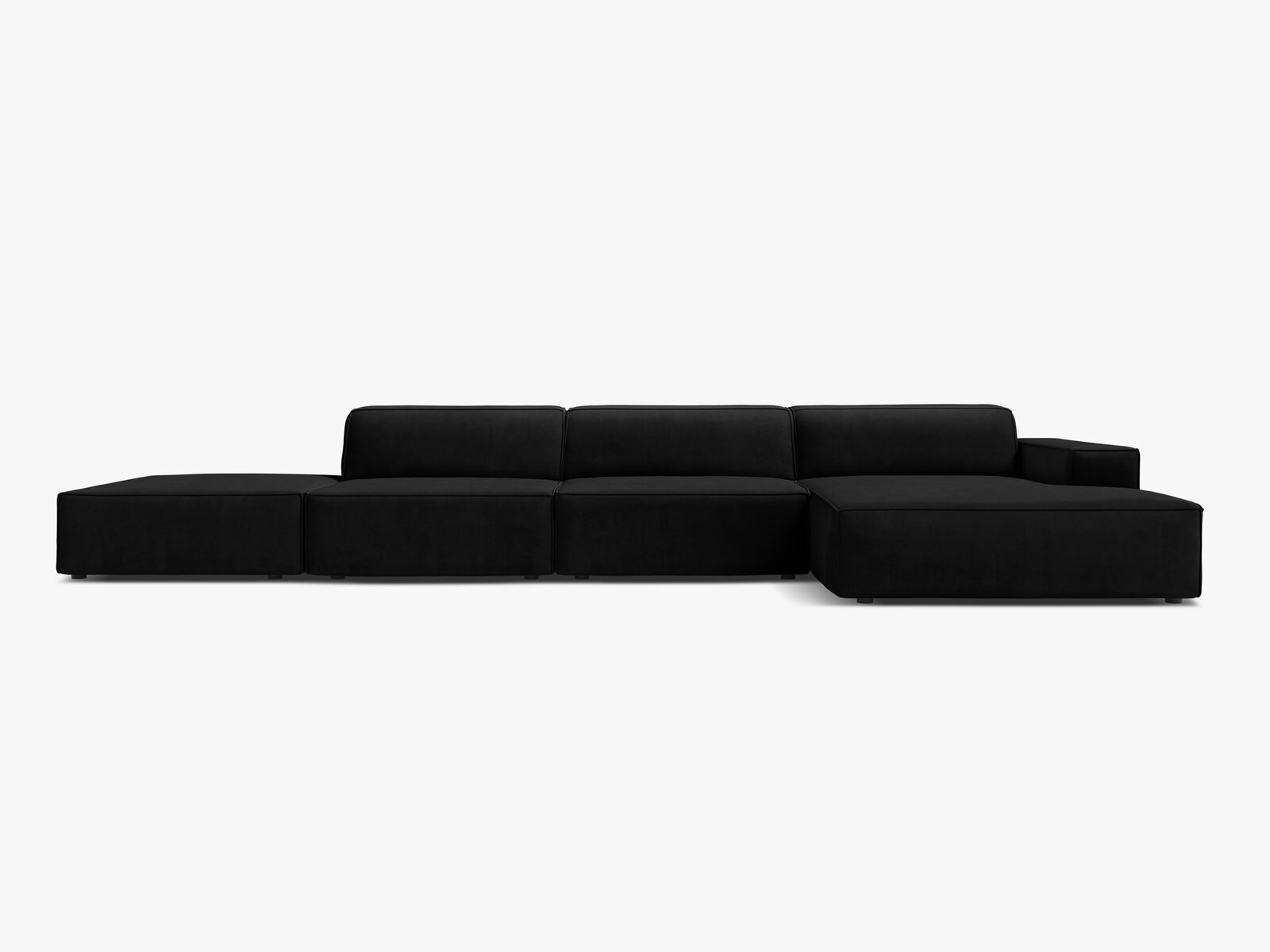 Micadoni Ecksofa Jodie 5-Sitzer Rechts Samt Bluvel Schwarz