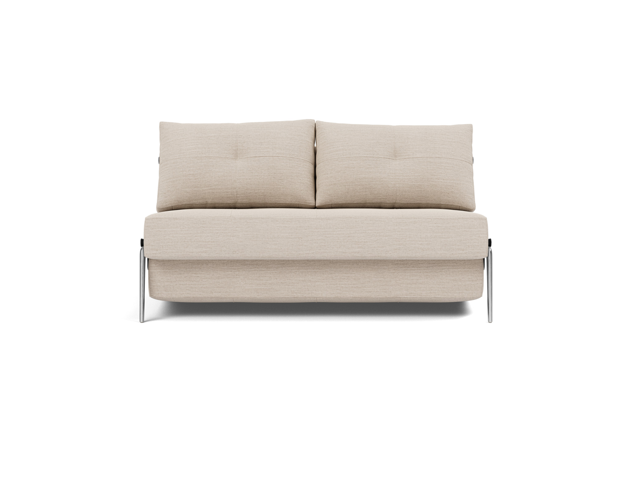 Schlafsofa Cubed 140 Webstoff Blida 612-Sand-Grey Beine Aluminium