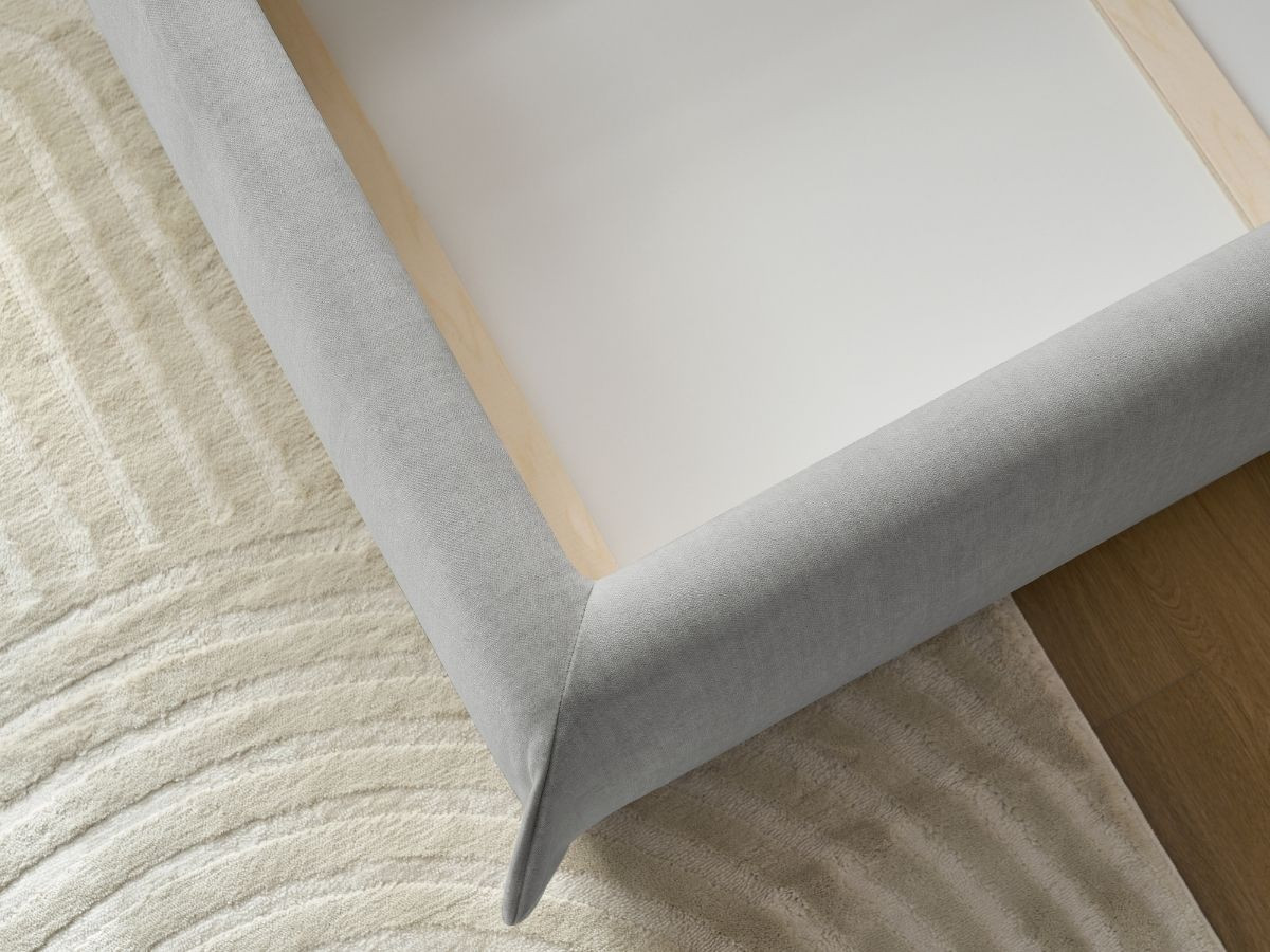 Bobochic Clothilde Polsterbett mit Bettkasten Samt Hellgrau, Liegefläche 160 × 200 cm