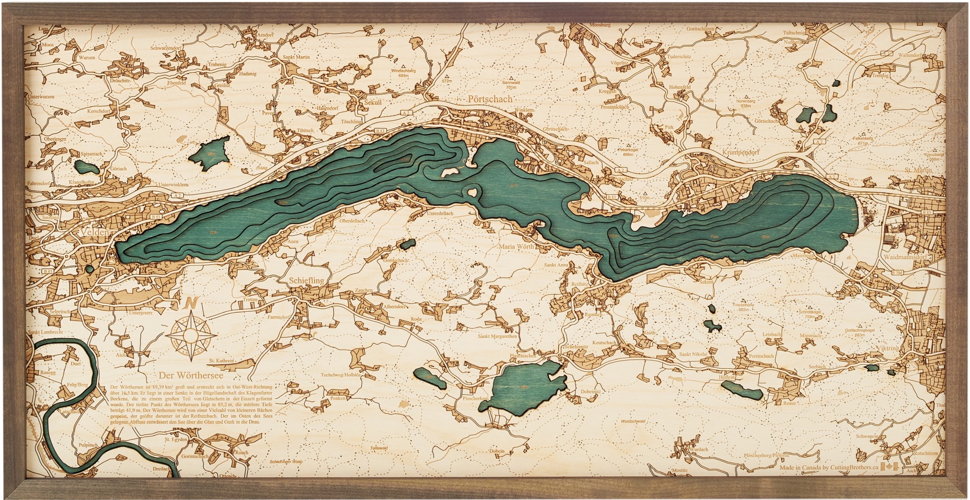 Cutting Brothers 3D Holz-Wandkarte Wörthersee 81 x 40.5 moebelfaktor