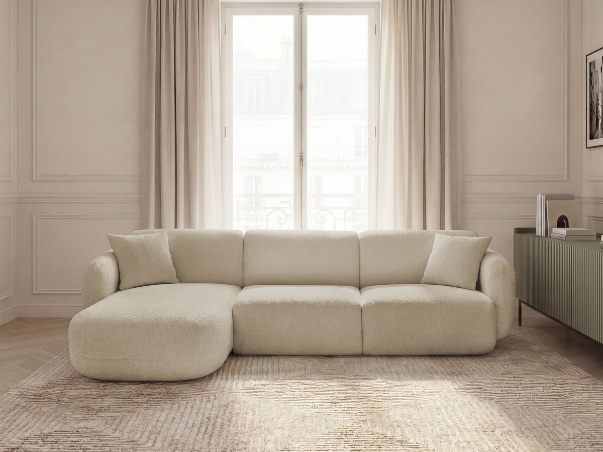 Bobochic Anda Ecksofa 292 × 163 cm Chenille Beige Ecke links