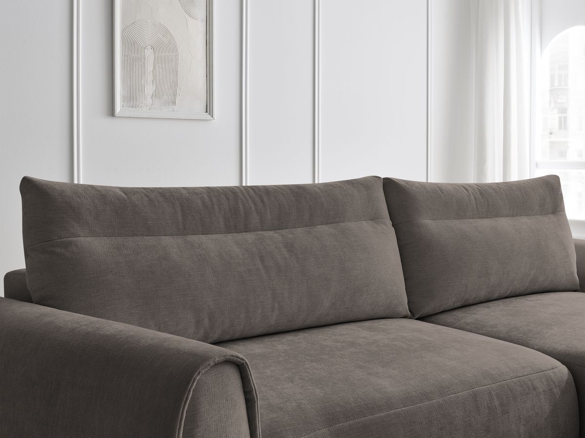 Bobochic Aden Ecksofa 293 × 152 cm Stoff Taupe Ecke rechts