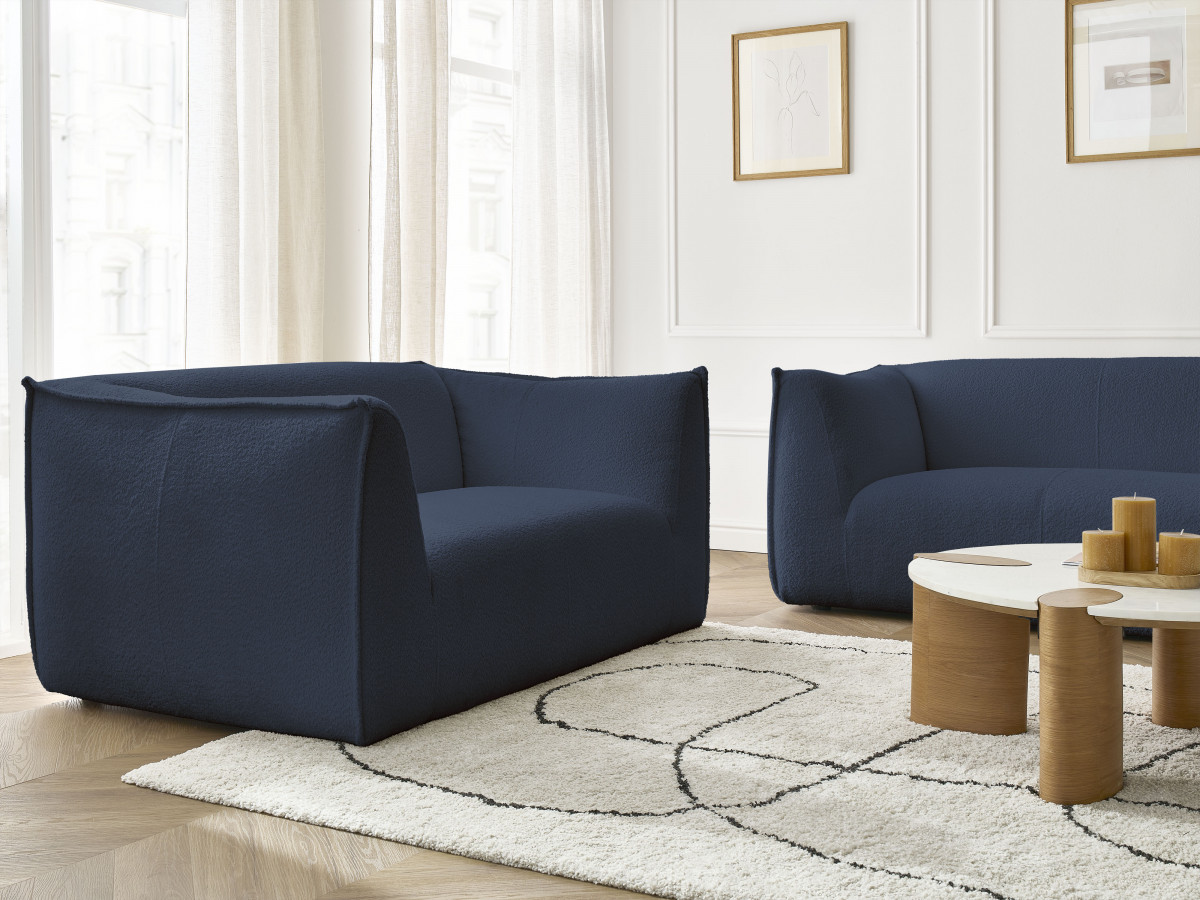 Bobochic Giorgia Sofa 5-Sitzer 412 × 100 cm Bouclé-Stoff Dunkelblau