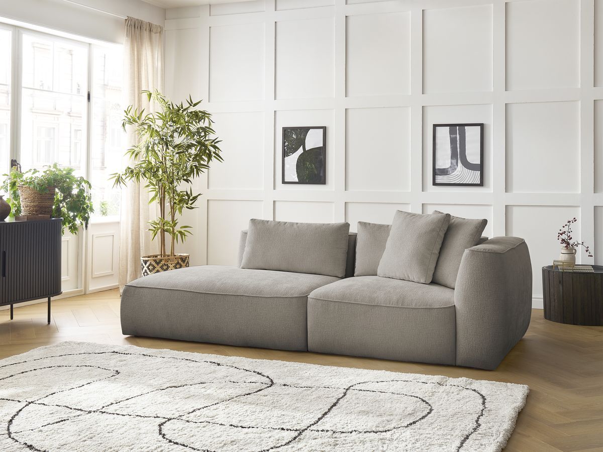 Bobochic Leopold Sofa 3-Sitzer Strukturstoff Taupe Armlehne rechts