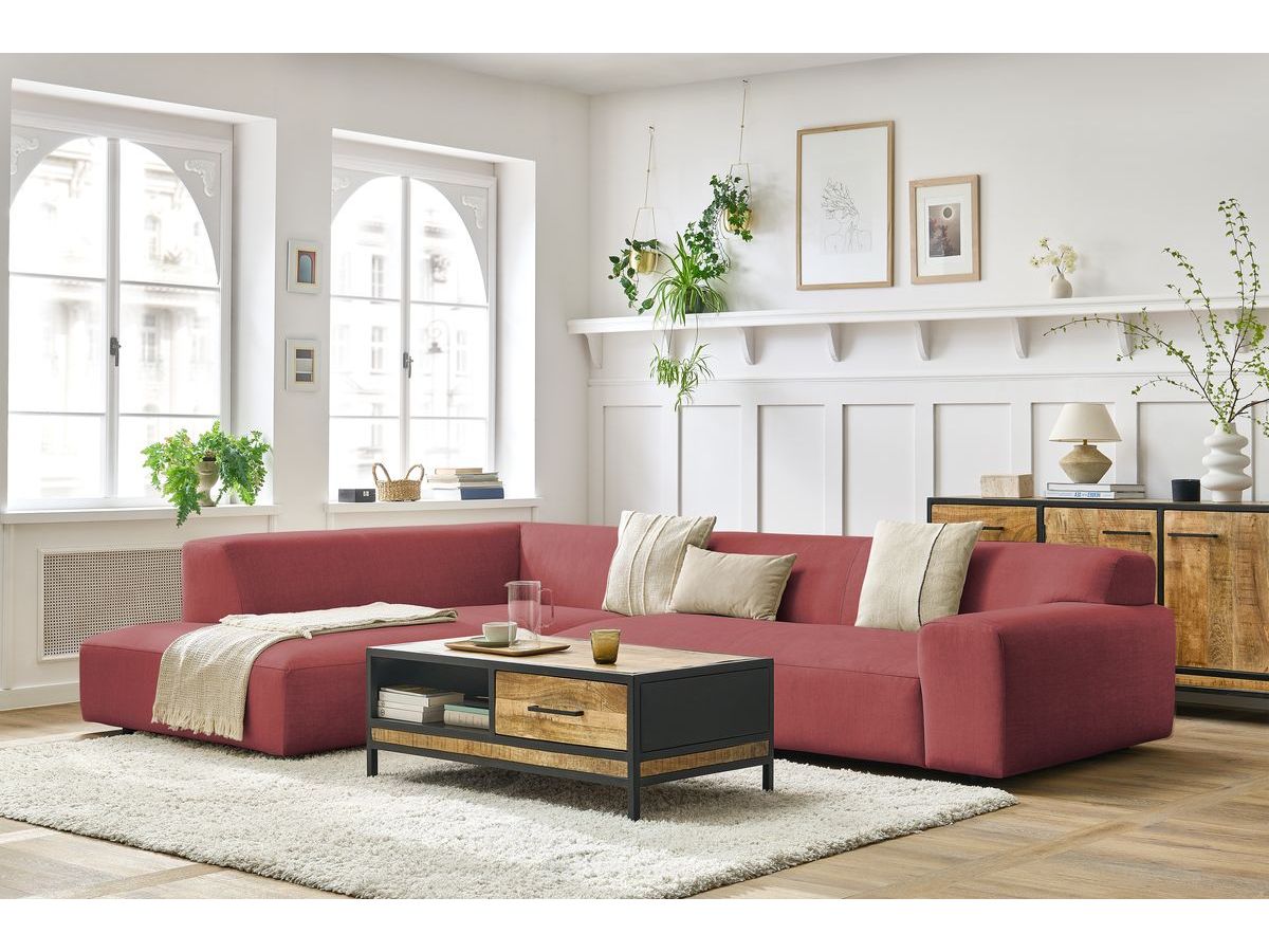 Bobochic Lavena Ecksofa 312 × 220 cm Samt Orange Ecke links