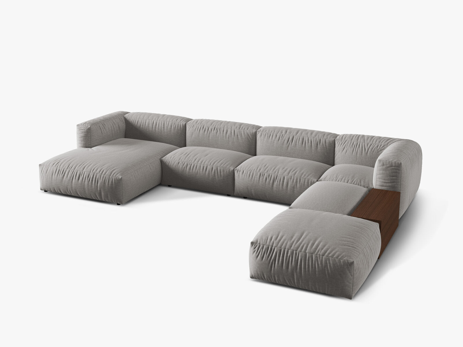 Micadoni Panorama-Ecksofa Martina 5-Sitzer Rechts Strukturierter Stoff Hellgrau