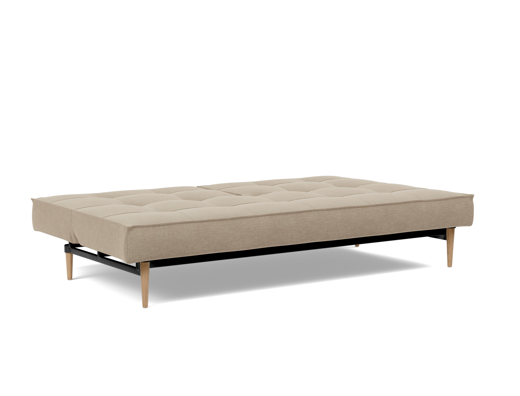 Schlafsofa Splitback Flachgewebe Phobos 587-Mocha Beine Styletto Eiche hell