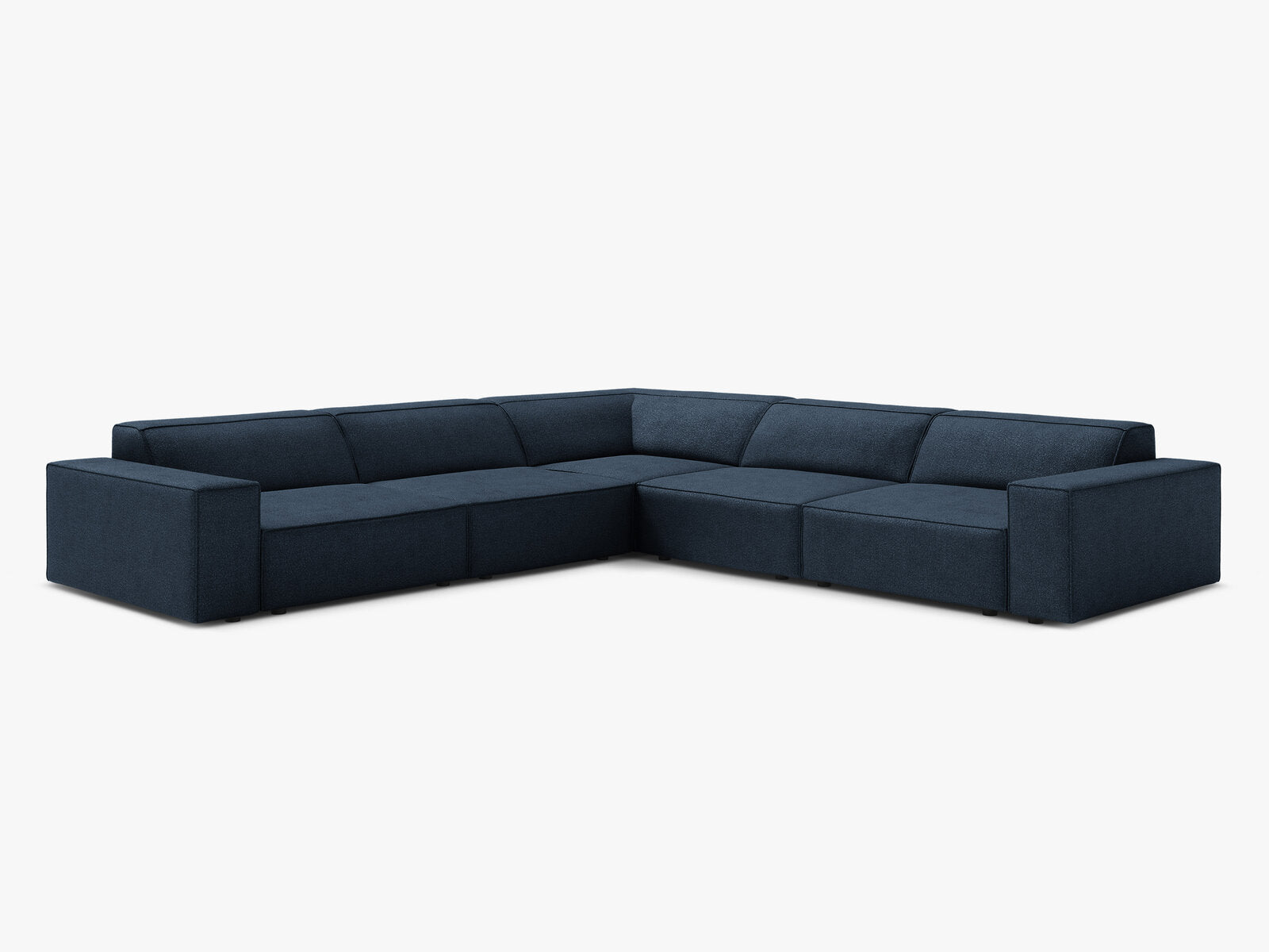 Micadoni Symmetrisches Ecksofa Jodie 6-Sitzer Boucle Baloo Dunkelblau