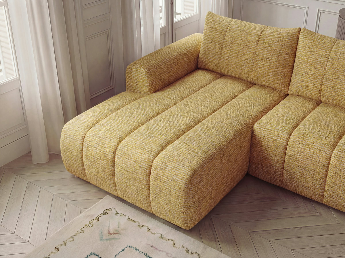 Bobochic Nesty Ecksofa 272 cm mit Pouf Melange-Stoff Gelb Ecke links