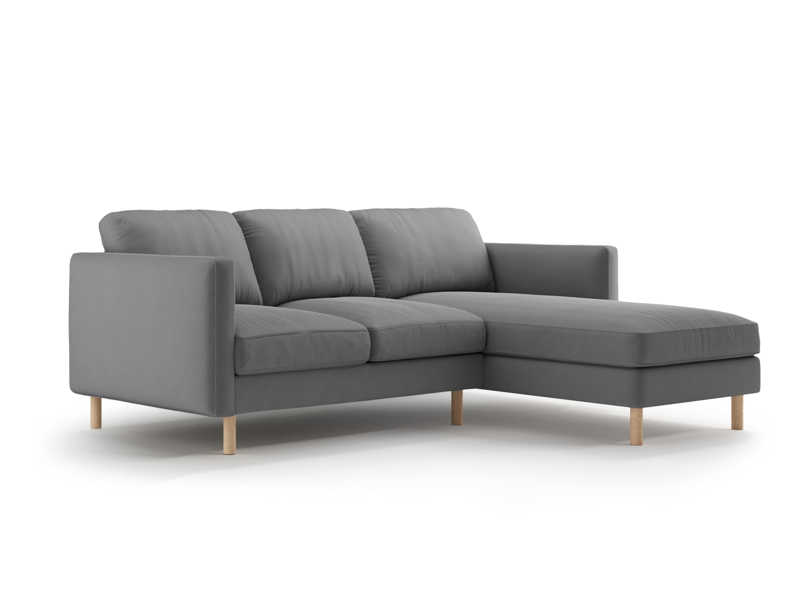 Micadoni Ecksofa Eden 3-Sitzer Rechts Samt Grau