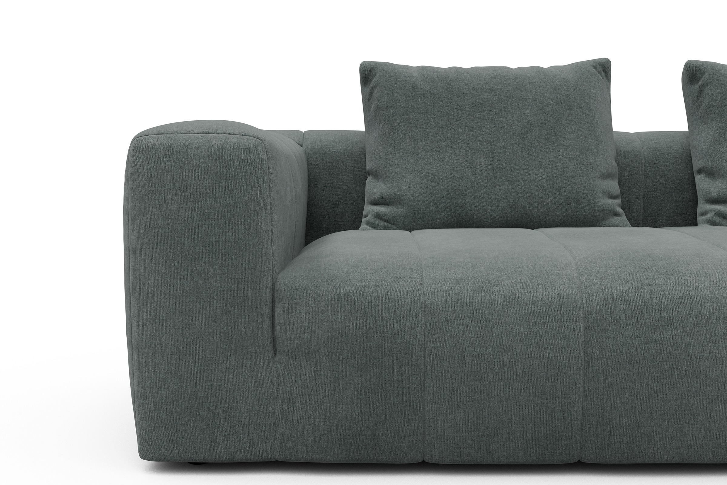 Ecksofa Hugo 2x 2,5-Sitzer Armlehne links Smooth-Silver-Grey
