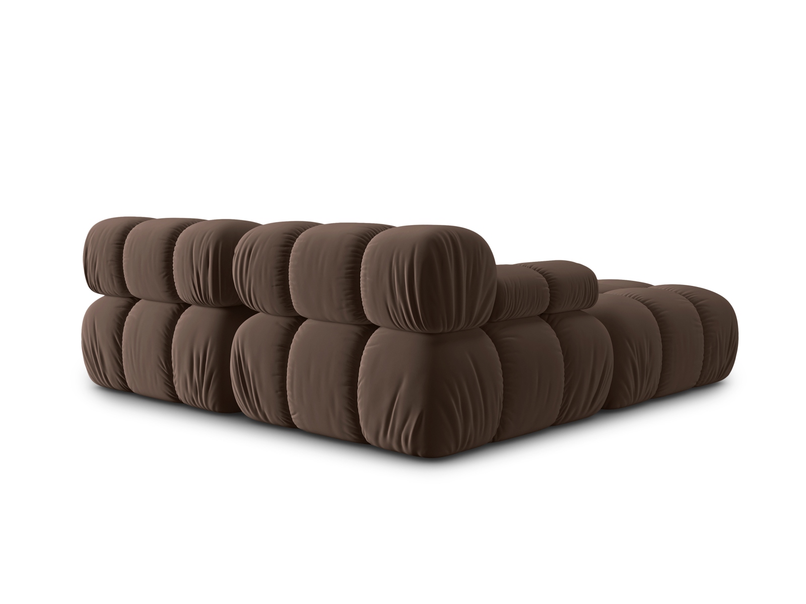 Micadoni Modulares Sofa Bellis 3-Sitzer mit flachem Modul Samt Bluvel Dunkelbraun