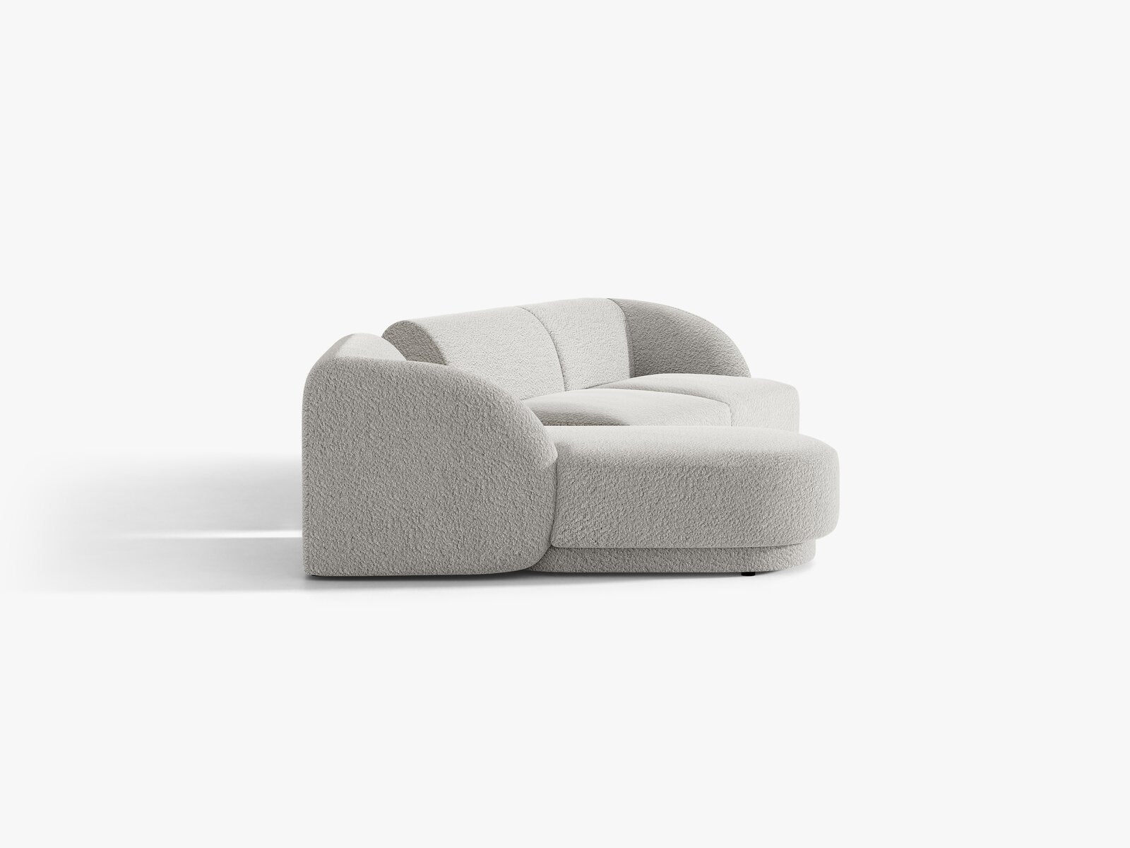 Micadoni Modulares Sofa Miley mit Recamiere 3-Sitzer Links Boucle Baloo Hellgrau