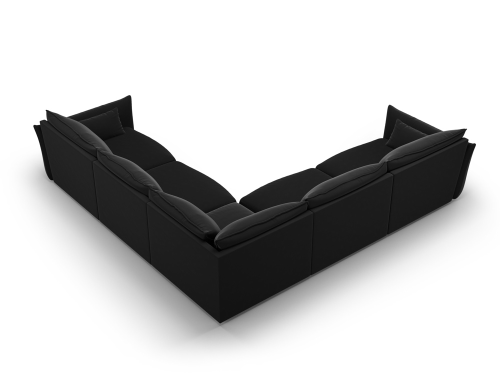 Cosmopolitan Design Symmetrisches Ecksofa Matera 7-Sitzer Samt Salvador Schwarz