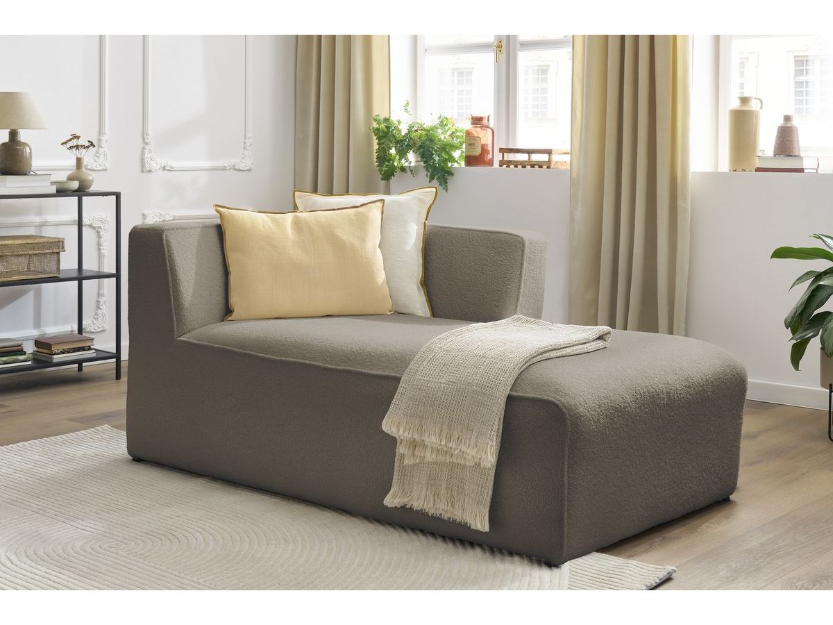 Bobochic Megeve Méridienne-Modul Bouclé-Stoff Braun Ecke rechts