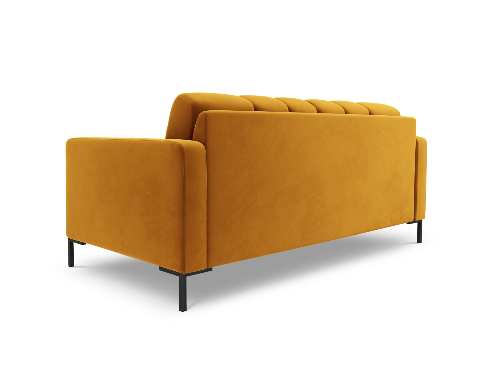 Cosmopolitan Design Sofa Bali 2-Sitzer Samt Bluvel Gelb Beine Schwarzes Metall