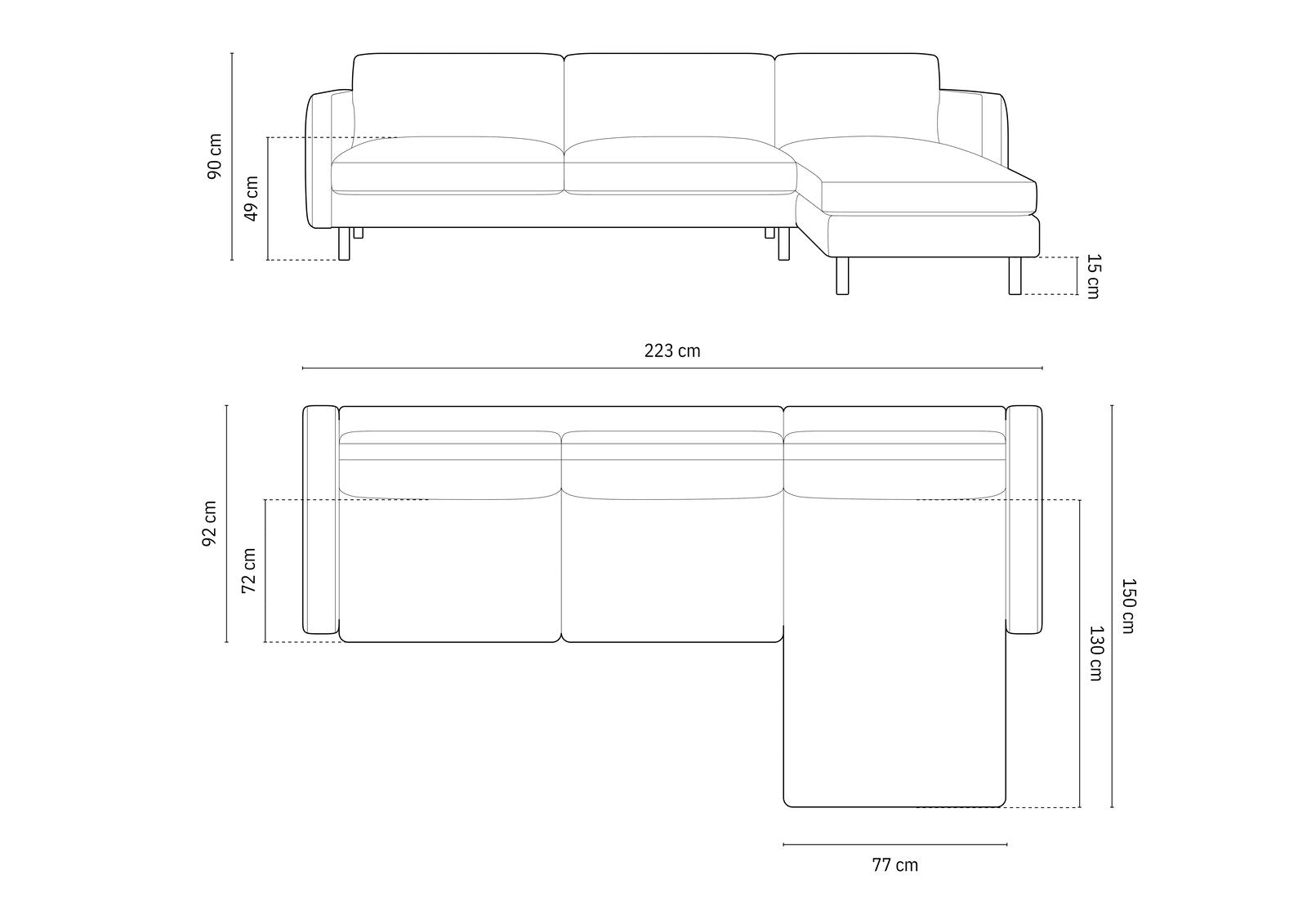 Micadoni Ecksofa Eden 3-Sitzer Rechts Strukturierter Stoff Grün Blau Melange