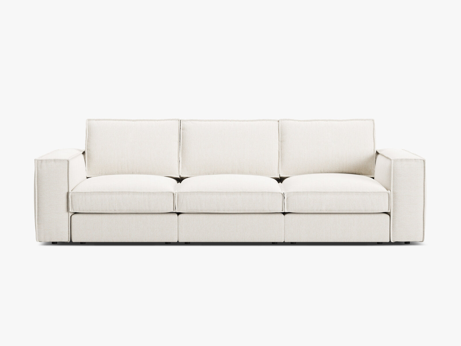 Micadoni modulares Sofa Pola 4-Sitzer Strukturierter Stoff Babel Weiß