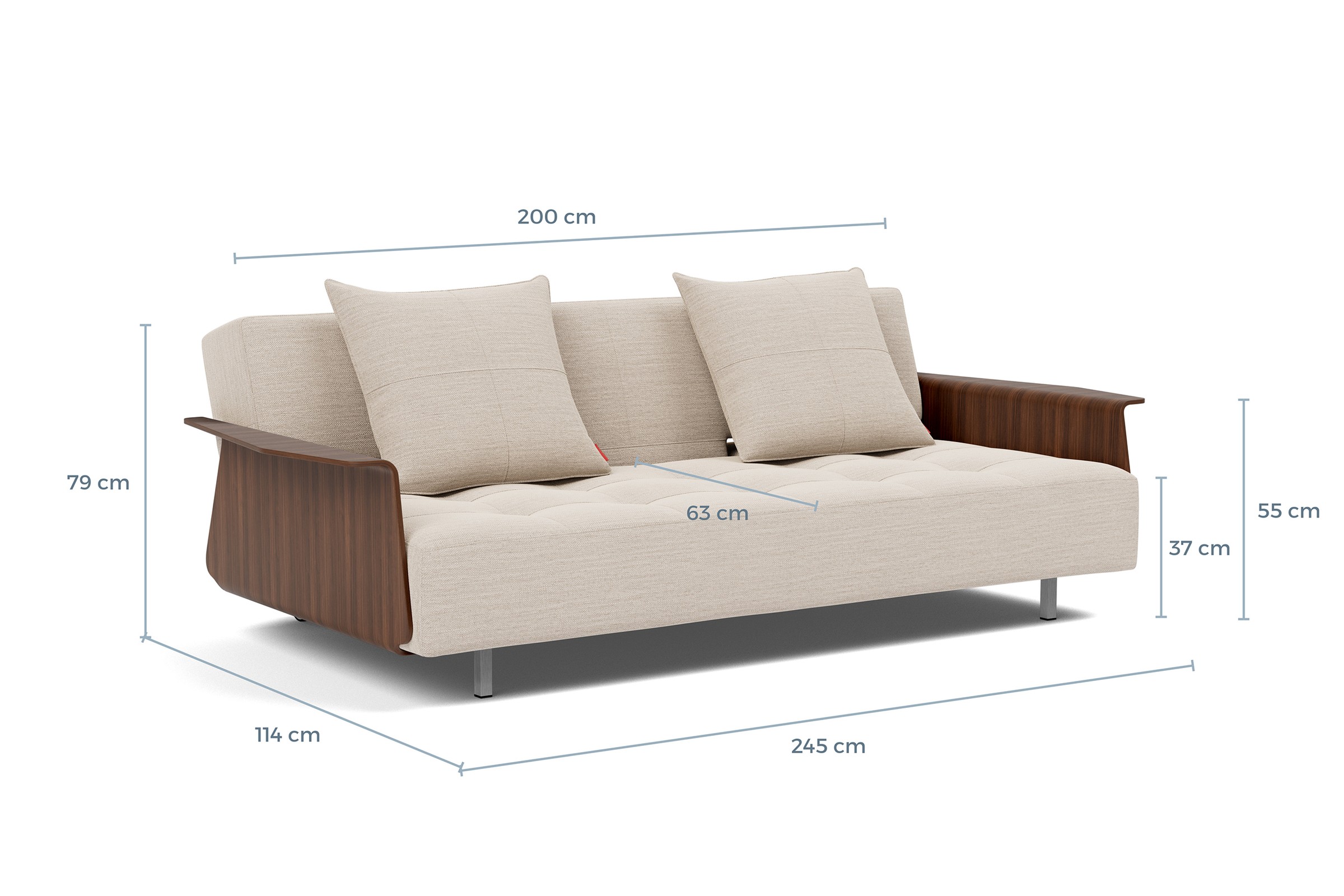 Schlafsofa Long Horn D.E.L. mit Armlehnen