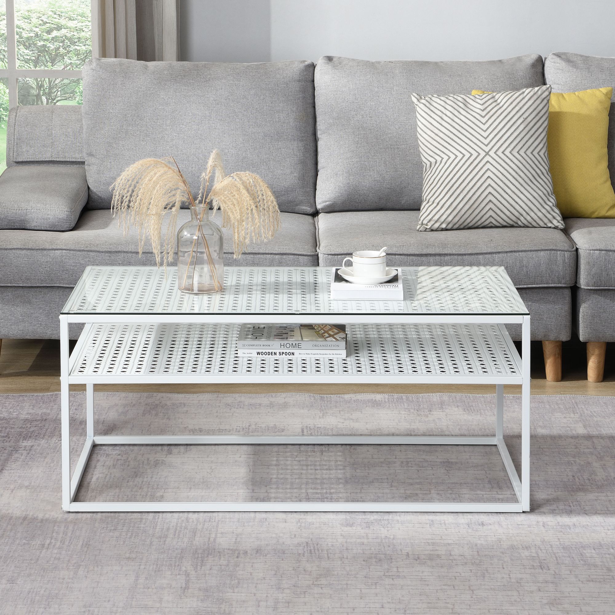 Couchtisch Jondal Glas Weiß 100 × 50 × 45 cm