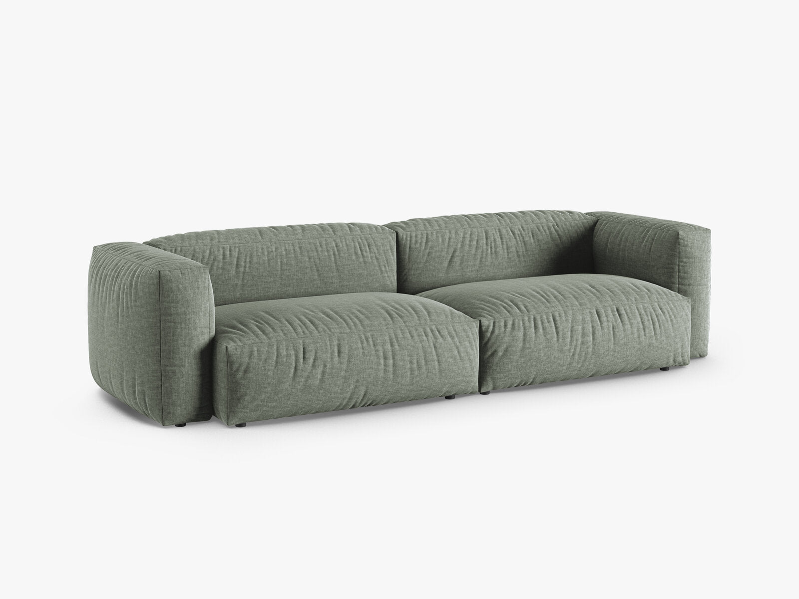 Micadoni Sofa Martina 4-Sitzer 90cm Sitztiefe Strukturierter Stoff Boston Moßgrün