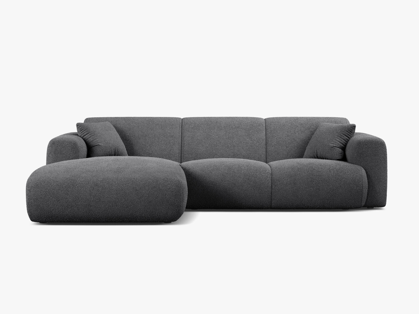 Micadoni Ecksofa Molino 4-Sitzer Links Boucle Baloo Dunkelgrau