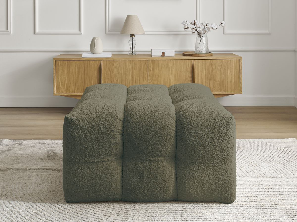 Bobochic Cloud Pouf Bouclé-Stoff Grün