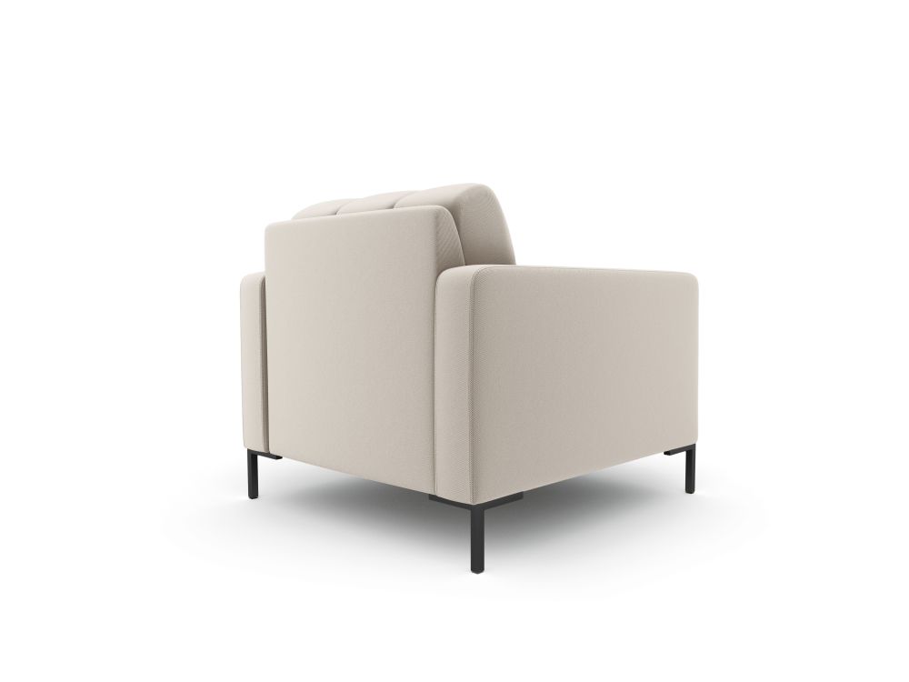 Cosmopolitan Design Sessel Bali Strukturierter Stoff Neve Beige Beine Schwarzes Metall